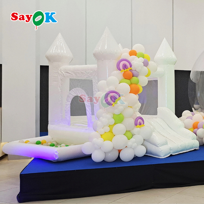 White Wedding Party Small Bounce House Inflatable Boucy Castle with Ball Pit