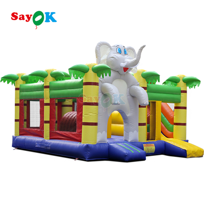 Elephant Jungle Themed Inflatable Bounce House Combo Inflated Bouncy Castle for Kids