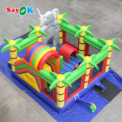 Elephant Jungle Themed Inflatable Bounce House Combo Inflated Bouncy Castle for Kids