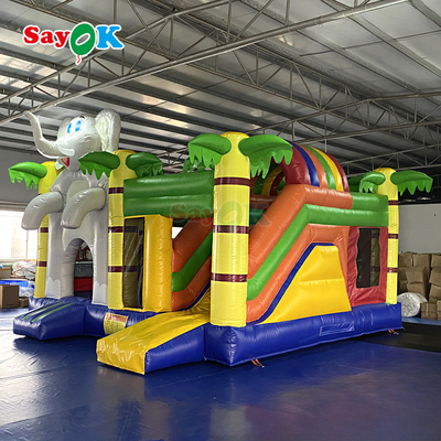 Elephant Jungle Themed Inflatable Bounce House Combo Inflated Bouncy Castle for Kids