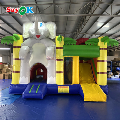 Elephant Jungle Themed Inflatable Bounce House Combo Inflated Bouncy Castle for Kids