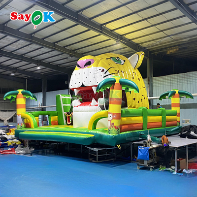 Sayok Tiger Jungle Themed Bounce House Inflatable Giant Bouncy Castle for Kids