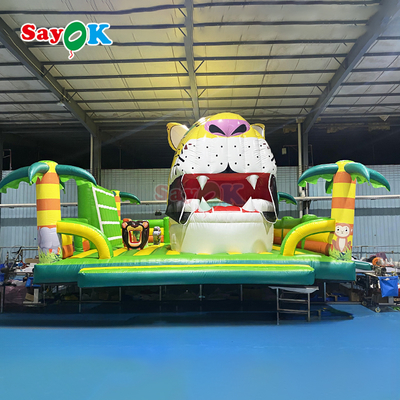 Sayok Tiger Jungle Themed Bounce House Inflatable Giant Bouncy Castle for Kids
