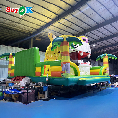 Sayok Tiger Jungle Themed Bounce House Inflatable Giant Bouncy Castle for Kids