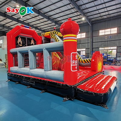 Sayok Customized Inflatable Castle Fire Station Inflatable Fire Truck Bouncer with Slide