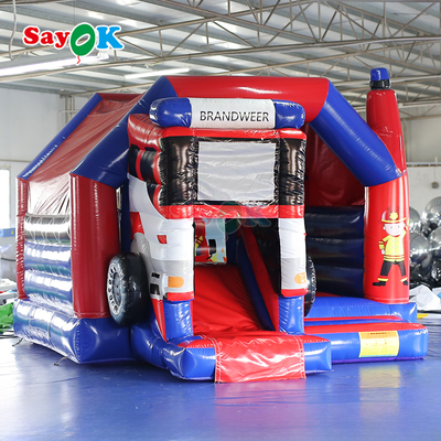 Brandweer Themed Inflatable Slide Bounce House Combo Fire Truck Inflatable Bouncy Castle for Kids
