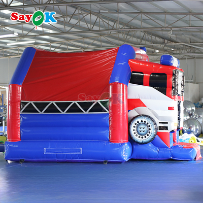 Brandweer Themed Inflatable Slide Bounce House Combo Fire Truck Inflatable Bouncy Castle for Kids