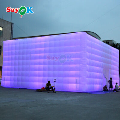 Sayok Portable Oxford Fabric 10m Large Lighted Inflatable Air Party Cube Tent for Outdoor Camping Event Rental
