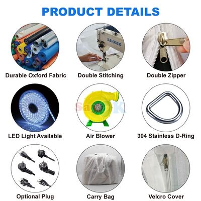 Sayok Portable Oxford Fabric 10m Large Lighted Inflatable Air Party Cube Tent for Outdoor Camping Event Rental