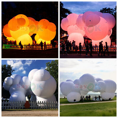 Large 12m x 7m Cloud-Shaped Inflatable Air Tent with LED Lighting and Customizable Logo for Outdoor Events