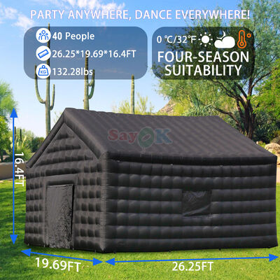 8mx6mx5mH Black Inflatable Disco Tent Portable Night Club Tent Waterproof UV Resistant for Outdoor Events