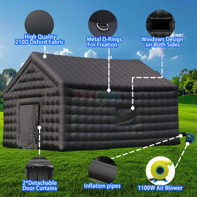 8mx6mx5mH Black Inflatable Disco Tent Portable Night Club Tent Waterproof UV Resistant for Outdoor Events