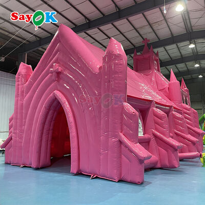 Custom Pink Flame-Retardant UV Resistant Inflatable Church Tent for Outdoor Wedding Events