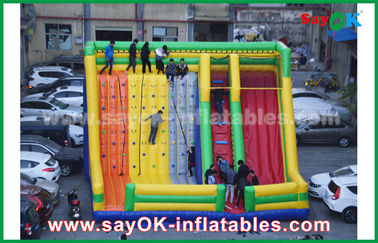 Adult Inflatable Slide 9.5*7.5*6.5m Colorful Inflatable Bouncer Slide With Climbing Wall For Amusement Park