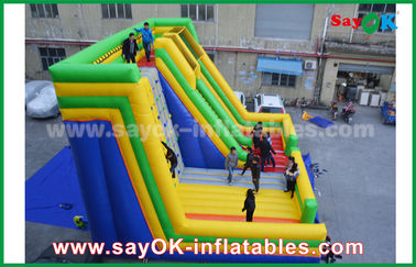 Adult Inflatable Slide 9.5*7.5*6.5m Colorful Inflatable Bouncer Slide With Climbing Wall For Amusement Park