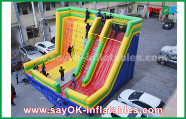 Adult Inflatable Slide 9.5*7.5*6.5m Colorful Inflatable Bouncer Slide With Climbing Wall For Amusement Park