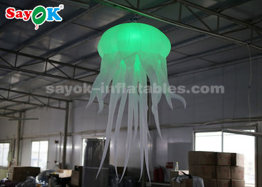 Green Inflatable Lighting Decoration / Amusement Park Blow Up Jellyfish Glowing