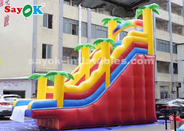 Commercial Inflatable Slide 8*4*7m PVC Coconut Tree Inflatable Bouncer Slide With Two Air Blower For Kids