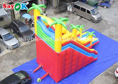 Commercial Inflatable Slide 8*4*7m PVC Coconut Tree Inflatable Bouncer Slide With Two Air Blower For Kids