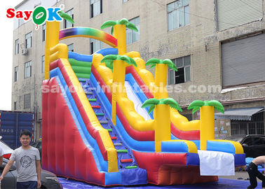 Commercial Inflatable Slide 8*4*7m PVC Coconut Tree Inflatable Bouncer Slide With Two Air Blower For Kids