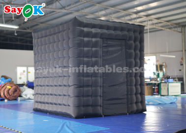 Event Booth Displays Black Two Doors Cube Inflatable Photo Booth With Air Blower Attractive