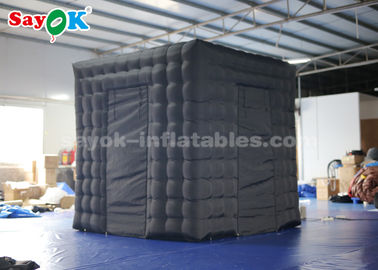 Event Booth Displays Black Two Doors Cube Inflatable Photo Booth With Air Blower Attractive