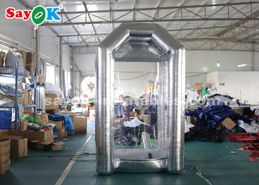 1.5m/5ft Silver Cube Inflatable Money Cash Booth Machine For Company Opening