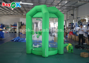 Green Cube Inflatable Money Machine Booth With One Air Blower For Promotion