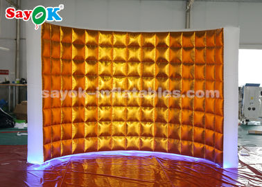 Event Booth Displays Golden Oxford Cloth Inflatable Photo Booth Wall With LED Lights