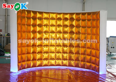 Event Booth Displays Golden Oxford Cloth Inflatable Photo Booth Wall With LED Lights