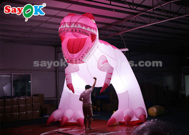 Inflatable Characters 4m Pink Inflatable Dinosaur For Festive Decoration Damp Proof High Air Tightness