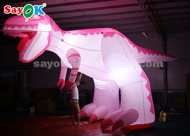 Inflatable Characters 4m Pink Inflatable Dinosaur For Festive Decoration Damp Proof High Air Tightness