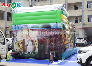 Commercial Inflatable Slide 6*4m Animal Theme Party Inflatable Bouncer Slide For Advertising