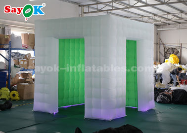 Inflatable Party Tent Oxford Cloth White And Green Inflatable Portable Photo Booth With Two Doors