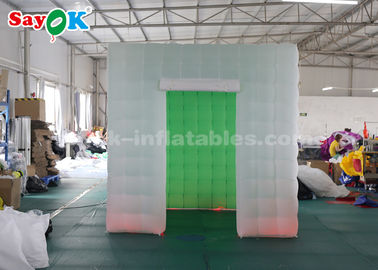 Inflatable Party Tent Oxford Cloth White And Green Inflatable Portable Photo Booth With Two Doors