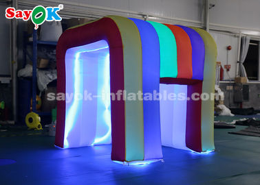 Inflatable Party Tent Rainbow Color LED Light Mini Blow Up Photo Booth For Children SGS ROHS