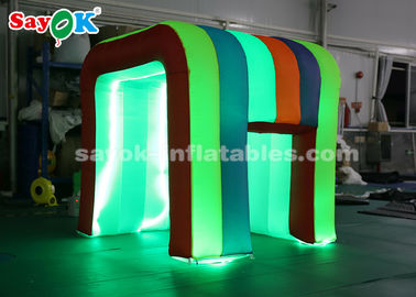 Inflatable Party Tent Rainbow Color LED Light Mini Blow Up Photo Booth For Children SGS ROHS