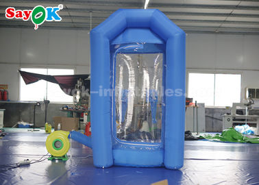 Cube Blue Inflatable Money Machine Booth With Air Blower For Advertising