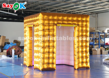 Event Booth Displays 2.5M Golden Inflatable LED Air  Photo Booth With  Colored Lights SGS  ROHS