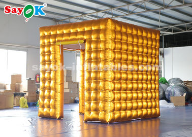 Event Booth Displays 2.5M Golden Inflatable LED Air  Photo Booth With  Colored Lights SGS  ROHS