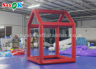 Red Custom Inflatable Products  ,  0.6mm PVC Tarpaulin Cube Inflatable Photo Booth Frame For Advertising