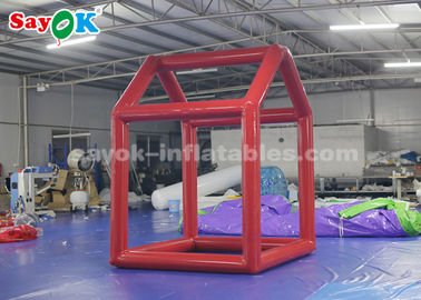 Red Custom Inflatable Products  ,  0.6mm PVC Tarpaulin Cube Inflatable Photo Booth Frame For Advertising