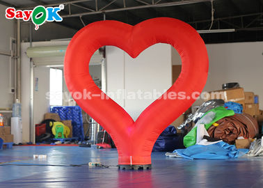 190T Nylon Cloth Red Heart Inflatable Lighting Decoration For Valentine 's Day