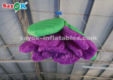 Purple 2m Inflatable Lighting Decoration Hanging Rose Flower For Lobby Stage Decor