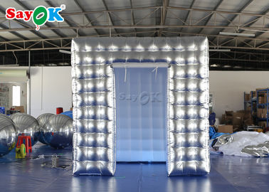 Portable Photo Booth Silver Inflatable Cube Photo Booth With Two Doors For Trade Show