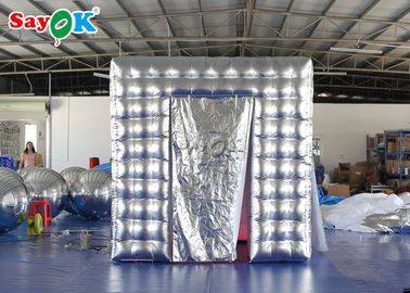 Portable Photo Booth Silver Inflatable Cube Photo Booth With Two Doors For Trade Show