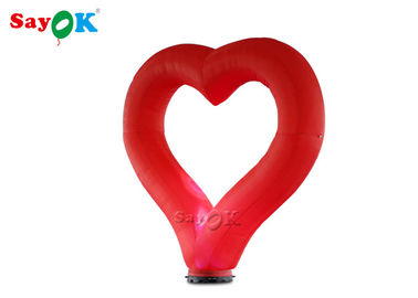 2.5mH Red  Inflatable Lighting Decoration For Wedding / Blow Up Heart