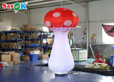 Red And White LED Light 2.5m Inflatable Mushroom For Music Festival