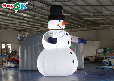 Oxfor Cloth Inflatable Holiday Decorations Wearing Black Hat And Mittens Blow Up Christmas Snowman