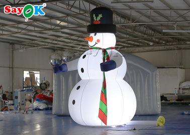 Oxfor Cloth Inflatable Holiday Decorations Wearing Black Hat And Mittens Blow Up Christmas Snowman